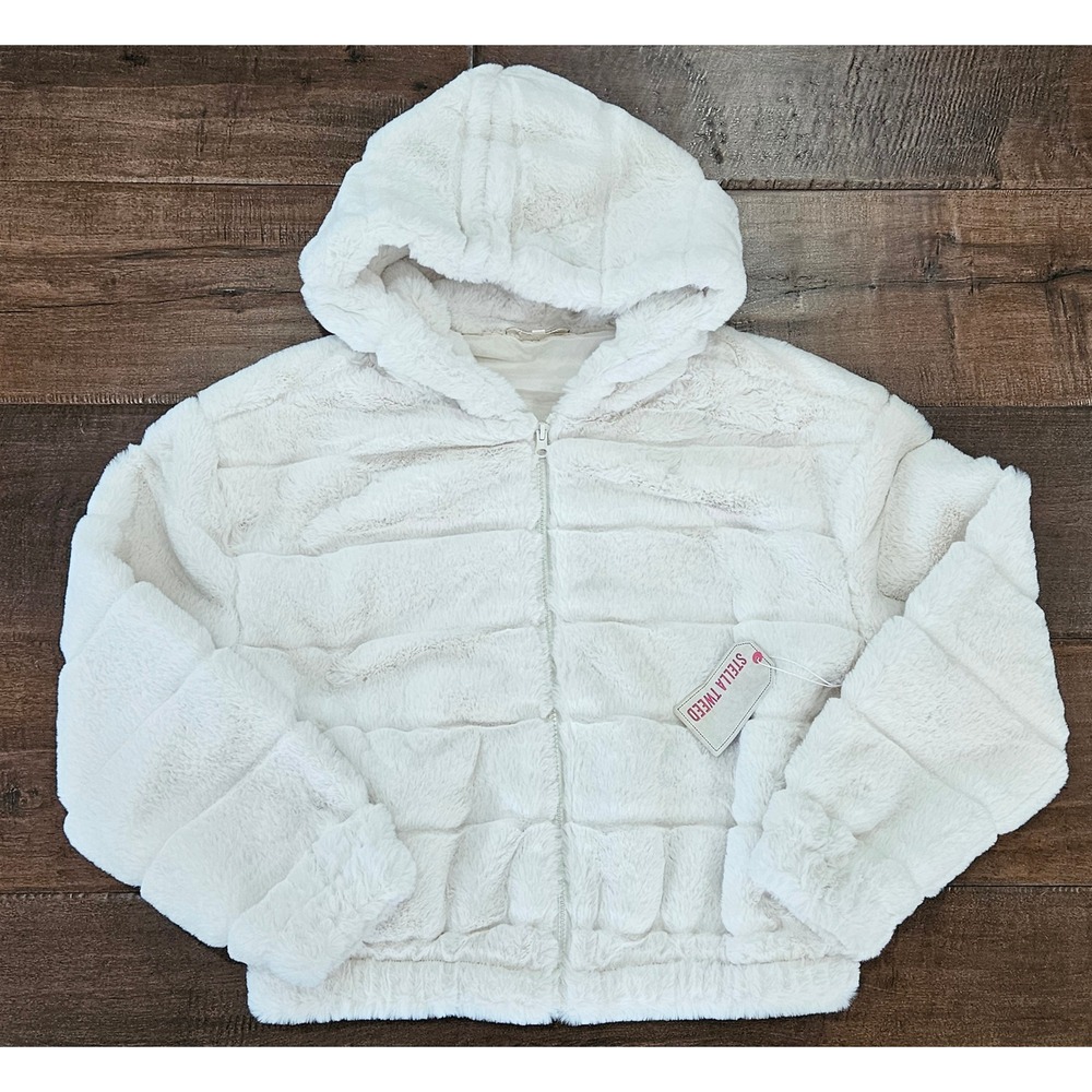 Y2K Inspired Bomber Faux Fur Hooded Jacket Ribbed NWT Apres Ski Chic small - Picture 2 of 13